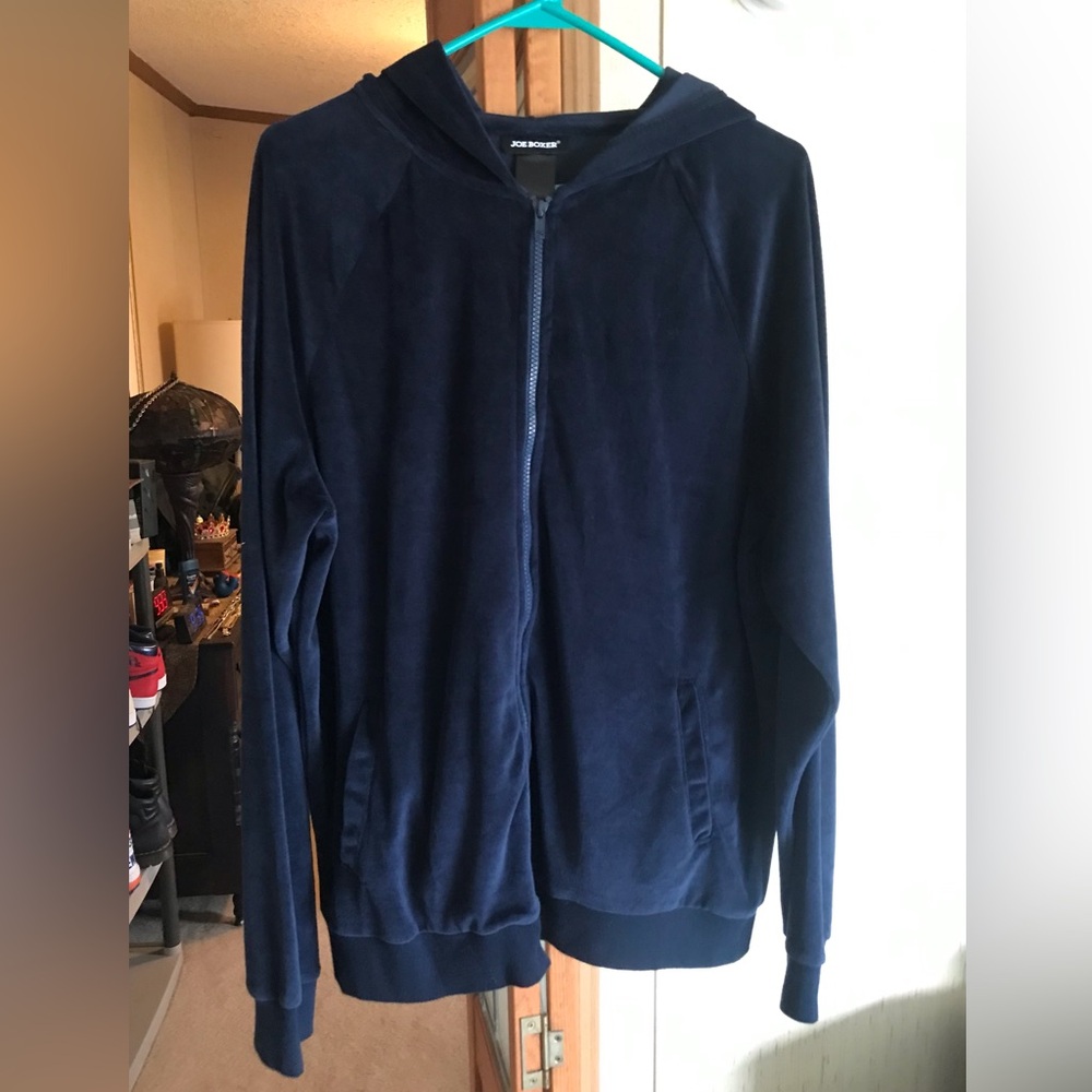 Joe Boxer velour zip-up hoodie large